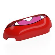 Visuel indicatif Rebrickable de Brique ronde, triple courbe 1 x 4 x 1 avec bouche rouge Dar, crocs blancs, motif imprimé Langue rose foncé (Brick Round, Curved Triple 1 x 4 x 1 with Dar Red Mouth, White Fangs, Dark Pink Tongue Print)