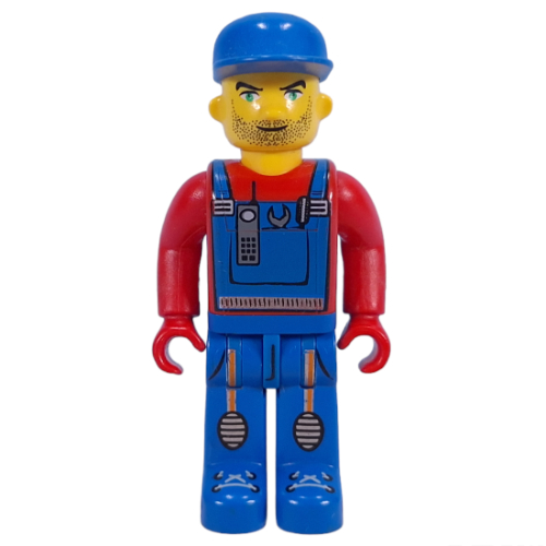 Visuel indicatif Rebrickable de Juniors midifig, homme d'équipage avec salopette bleue, chemise rouge, casquette non imprimée (Juniors Midifig, Crewman with Blue Overalls, Red Shirt, Unprinted Cap)