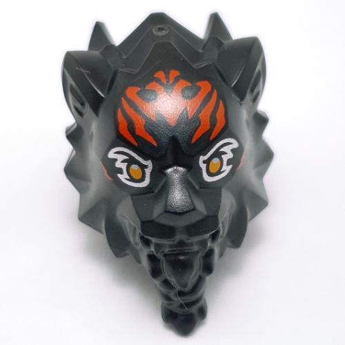 Tête de minifigurine Tigre spécial avec marquages rouges, motif imprimé yeux oranges (Minifig Head Special Tiger with Red Markings, Orange Eyes Print)