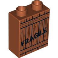 Visuel indicatif Rebrickable de Duplo brique 1 x 2 x 2 avec grain de bois et motif imprimé 'FRAGILE' (Duplo Brick 1 x 2 x 2 with Wood Grain & 'FRAGILE' Print)