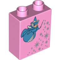 Visuel indicatif Rebrickable de Duplo brique 1 x 2 x 2 avec fée marraine avec baguette et motif imprimé de poussière fée (Duplo Brick 1 x 2 x 2 with Fairy Godmother with Wand and Fairy Dust Print)