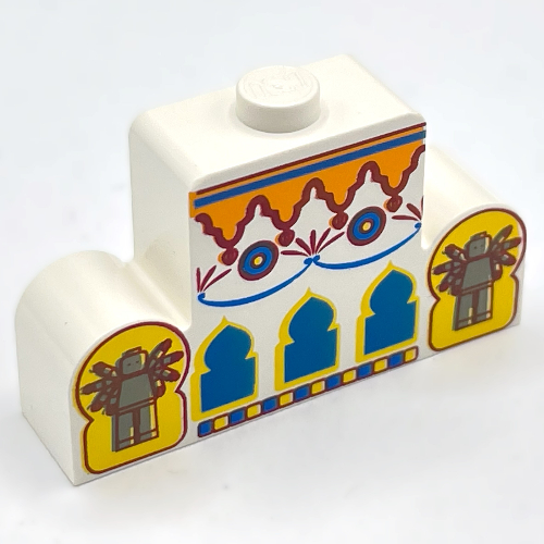 Visuel indicatif Rebrickable de Brique haut courbé 1 x 4 x 2 Centre tenon avec Orient Arches, motif imprimé figurine (Brick Curved 1 x 4 x 2 Center Stud Top with Orient Arches, Minifigs Print)