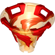 Visuel indicatif Rebrickable de Cône Inverser avec 4 poignées, toupie, avec motif Marbré Rouge (Cone Reverse with 4 Handles, Spinner, with Marbled Red Pattern)