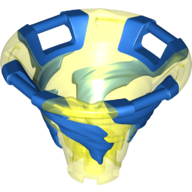 Visuel indicatif Rebrickable de Cône inverse avec 4 poignées, toupie, avec motif bleu marbré (Cone Reverse with 4 Handles, Spinner, with Marbled Blue Pattern)
