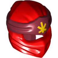 Enveloppe avec long noeud arrière, motif bande rouge foncé et motif imprimé symbole jaune (Wrap with Long Back Knot, Dark Red Band Pattern and Yellow Symbol Print)