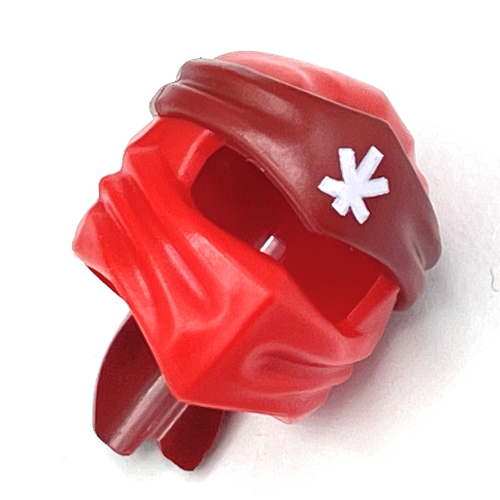Visuel indicatif Rebrickable de Enveloppe avec long noeud arrière, motif bande rouge foncé et motif imprimé symbole blanc (Wrap with Long Back Knot, Dark Red Band Pattern and White Symbol Print)