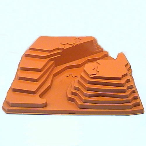 Visuel indicatif Rebrickable de Socle surélevé 32 x 42 canyon étagé sans tenons (Baseplate Raised 32 x 42 Canyon Stepped No Studs)