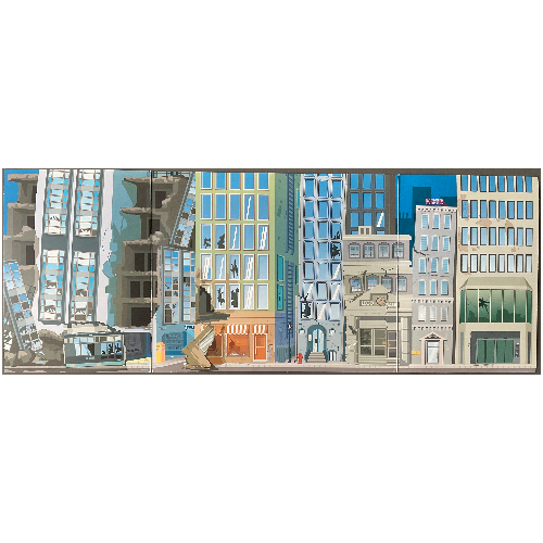 Visuel indicatif Rebrickable de Décor pour ensemble 1349 (ville détruite) (Backdrop for Set 1349 (Destroyed City))