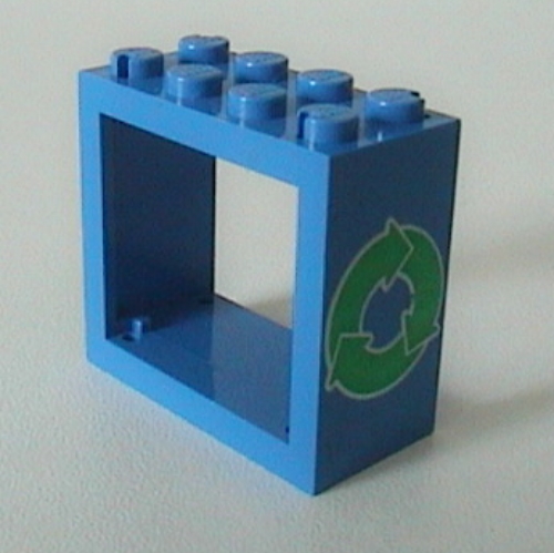 Visuel indicatif Rebrickable de Fenêtre 2 x 4 x 3 Cadre avec motif imprimé de recyclage (Window 2 x 4 x 3 Frame with Recycling Print)