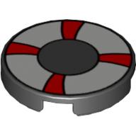 Visuel indicatif Rebrickable de Tuile ronde 2 x 2 avec gilet de sauvetage / ceinture de sauvetage motif imprimé (Tile Round 2 x 2 with Life Preserver / Life Belt Print)
