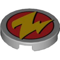 Visuel indicatif Rebrickable de Tuile ronde 2 x 2 avec motif imprimé jaune 'Z' (Zurg Logo) (Tile Round 2 x 2 with Yellow 'Z' (Zurg Logo) Print)