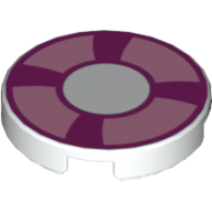 Visuel indicatif Rebrickable de Tuile ronde 2 x 2 avec motif imprimé de gilet de sauvetage magenta et rose vif (Tile Round 2 x 2 with Magenta and Bright Pink Life Preserver Print)