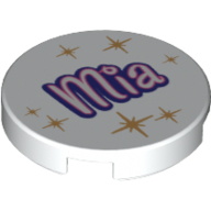Visuel indicatif Rebrickable de Tuile ronde 2 x 2 avec motif imprimé 'Mia' et Étoile d'or (Tile Round 2 x 2 with 'Mia' and Gold Star Print)
