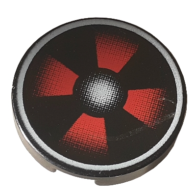 Visuel indicatif Rebrickable de Tuile ronde 2 x 2 avec motif imprimé rouge Fan (Tile Round 2 x 2 with Red Fan Print)