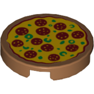 Visuel indicatif Rebrickable de Tuile ronde 2 x 2 avec motif imprimé Pizza 12 Pepperoni (Tile Round 2 x 2 with Pizza 12 Pepperoni Print)