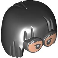 Coupe de bol de cheveux, et de grandes lunettes avec des lentilles de nougat clair et motif imprimé yeux noirs (Hair Bowl Cut, and Large Glasses with Light Nougat Lenses and Black Eyes Print)
