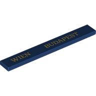 Visuel indicatif Rebrickable de Tuile 1 x 8 avec motif imprimé or 'WIEN BUDAPEST' (Tile 1 x 8 with Gold 'WIEN BUDAPEST' Print)