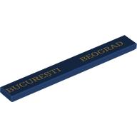 Visuel indicatif Rebrickable de Tuile 1 x 8 avec motif imprimé or 'BUCUREŞTI BEOGRAD' (Tile 1 x 8 with Gold 'BUCUREŞTI BEOGRAD' Print)