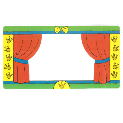 Visuel indicatif Rebrickable de Arrière-plan pour ensembles 3615-2 et 9131-1, rideaux de théâtre, bordures vertes / orange clair (Backdrop for Sets 3615-2 and 9131-1, Theater Curtains, Green Borders / Light Orange)