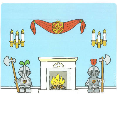 Visuel indicatif Rebrickable de Toile de fond pour décors 3615-2 / 9131-1, intérieur de la pièce / porte du château (Backdrop for Sets 3615-2 / 9131-1, Room Interior / Castle Gate)