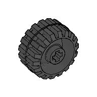 Visuel indicatif Rebrickable de Petite roue en plastique dur grand avec trou d'axe, bande de roulement (Wheel Small Wide Hard Plastic with Axle hole, Tread)