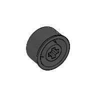 Visuel indicatif Rebrickable de Petite roue en plastique dur grand avec trou d'axe, lisse (Wheel Small Wide Hard Plastic with Axle hole, Slick)