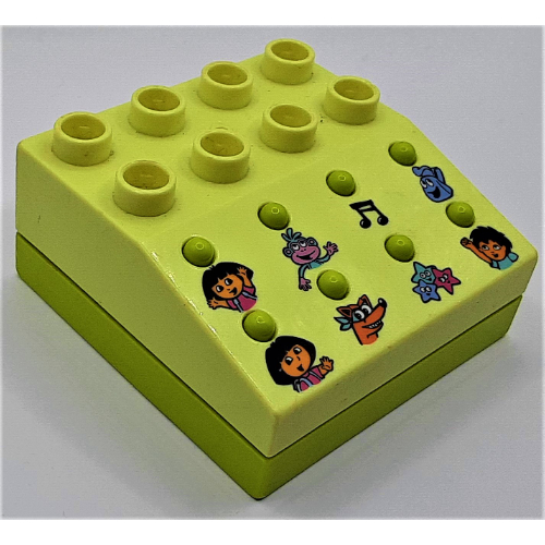 Visuel indicatif Rebrickable de Duplo effets sonores brique avec base de vert citron & dora l'explorateur sons (Duplo Sound Effects Brick with Lime Base & Dora The Explorer Sounds)