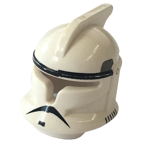 Casque clone trooper phase 1 avant ouvert, garniture noire, évents latéraux motif imprimé (Helmet Clone Trooper Phase 1 Open Front, Black Trim, Side Vents Print)