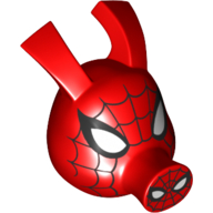 Tête de minifigurine spéciale, jambon d'araignée avec des toiles noires, motif : yeux blancs (Minifig Head Special, Spider Ham with Black Webs, White Eyes Print)