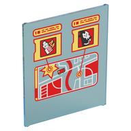 Visuel indicatif Rebrickable de Verre pour cadre 1 x 6 x 6 avec motif imprimé carte rouge d'urgence (Glass for Frame 1 x 6 x 6 with Red Emergency Map Print)