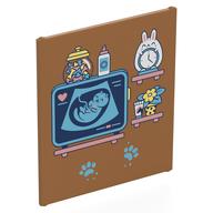 Visuel indicatif Rebrickable de Verre pour cadre 1 x 6 x 6 avec étagères, sonogramme, horloge lapin, pots, motif imprimé fleurs (Glass for Frame 1 x 6 x 6 with Shelves, Sonogram, Bunny Clock, Jars, Flowers Print)