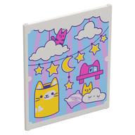 Visuel indicatif Rebrickable de Verre pour cadre 1 x 6 x 6 avec des guirlandes de lune / étoiles, nuages, motif imprimé chatons (Glass for Frame 1 x 6 x 6 with Moon/Stars Garlands, Clouds, Kittens Print)