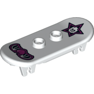Visuel indicatif Rebrickable de Skateboard sport avec porte-roues trolley avec crâne minifigurine sur motif imprimé étoile et cœur ailé (Sports Skateboard with Trolley Wheel Holders with Minifig Skull on Star and Winged Heart Print)