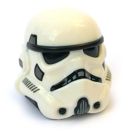 Visuel indicatif Rebrickable de Casque Stormtrooper double moulé, noir avec des marques gris bleuté foncé et blanc, carrés gris foncé au dos motif imprimé (Helmet Stormtrooper Dual Molded, Black with Dark Bluish Gray and White Markings, Dark Gray Squares on Back Print)