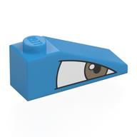 Visuel indicatif Rebrickable de Brique inclinée 33° 3 x 1 avec œil blanc, pupille grise imprimé à droite (Brick Sloped 33° 3 x 1 with White Eye, Grey Pupil Right Print)