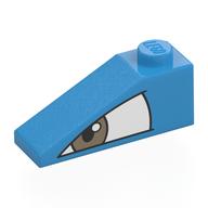 Visuel indicatif Rebrickable de Brique inclinée 33° 3 x 1 avec œil blanc, pupille grise imprimée à gauche (Brick Sloped 33° 3 x 1 with White Eye, Grey Pupil Left Print)