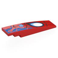 Visuel indicatif Rebrickable de Brique courbée 8 x 2 sans tenons avec sangle noire, œil d'araignée blanc, marques bleues motif imprimé (Brick Curved 8 x 2 No Studs with Black Webbing, White Spider Eye, Blue Marks Print)