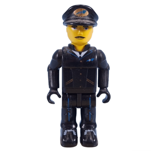 Visuel indicatif Rebrickable de Juniors Midifig, pilote d'avion avec pantalon noir, chemise noire et casquette noire avec logo (Juniors Midifig, Airplane Pilot with Black Pants, Black Shirt and Black Cap with Logo)