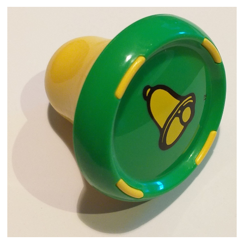 Visuel indicatif Rebrickable de Fiche son constructeur de musique avec base jaune et motif imprimé cloche jaune (Music Builder Sound Plug with Yellow Base and Yellow Bell Print)