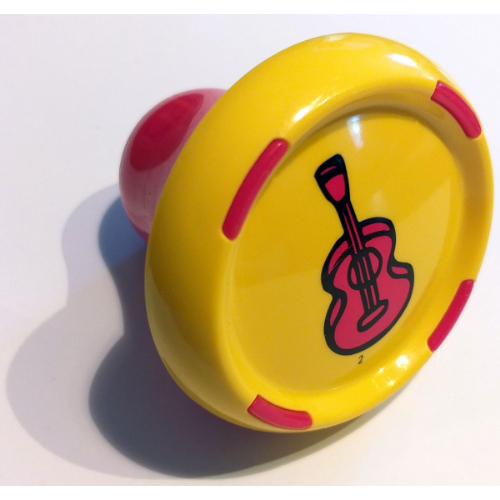 Visuel indicatif Rebrickable de Fiche son constructeur de musique avec base rouge et motif imprimé guitare rouge (Music Builder Sound Plug with Red Base and Red Guitar Print)