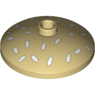 Visuel indicatif Rebrickable de Plat 3 x 3 inversé [Radar] avec motif imprimé graines de sésame blanc (Hamburger Bun) (Dish 3 x 3 Inverted [Radar] with White Sesame Seeds Print (Hamburger Bun))