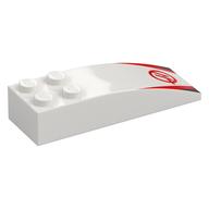 Visuel indicatif Rebrickable de Brique courbée 6 x 2 avec rouge 'H', Triangles motif imprimé (Brick Curved 6 x 2 with Red 'H', Triangles Print)