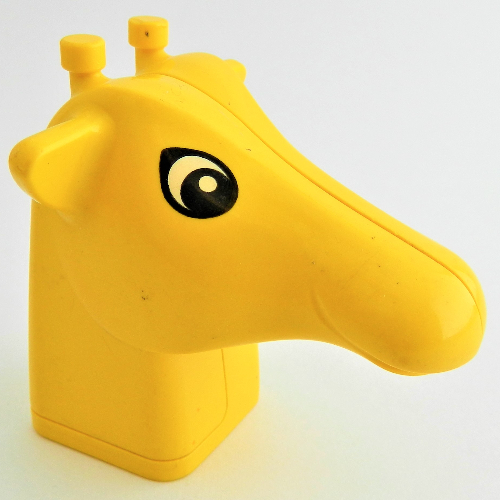 Visuel indicatif Rebrickable de Duplo Animal brique 2 x 2 Tête de girafe avec yeux noirs, motif imprimé pupilles blanches (Duplo Animal Brick 2 x 2 Giraffe Head with Black Eyes, White Pupils Print)