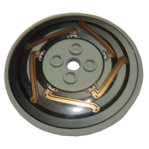 Visuel indicatif Rebrickable de Plat 6 x 6 inversé (Radar) avec motif imprimé tenons creux et cuivre et machines noires (Dish 6 x 6 Inverted (Radar) with Hollow Studs and Copper and Black Machinery Print)
