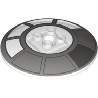 Visuel indicatif Rebrickable de Plat 6 x 6 inversé (radar) avec motif imprimé de cockpit de faucon millénaire radial (Dish 6 x 6 Inverted (Radar) with Radial Millennium Falcon Cockpit Print)