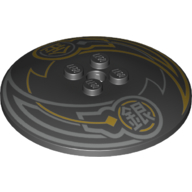 Visuel indicatif Rebrickable de Plat 6 x 6 inversé (Radar) avec lignes argentées/or, motif imprimé de symboles chinois (Dish 6 x 6 Inverted (Radar) with Silver/Gold Lines, Chinese Symbols Print)