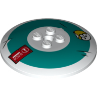 Visuel indicatif Rebrickable de Plat 6 x 6 inversé (Radar) avec fond turquoise foncé, motif imprimé Étiquette rouge d'avertissement (Dish 6 x 6 Inverted (Radar) with Dark Turquoise Background, Red Warning Label Print)
