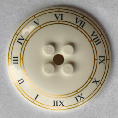 Visuel indicatif Rebrickable de Plat 6 x 6 inversé (Radar) avec horloge à chiffres romains (Dish 6 x 6 Inverted (Radar) with Roman Numeral Clock Face Print)