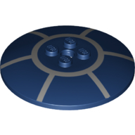 Visuel indicatif Rebrickable de Plat 6 x 6 inversé (Radar) avec cercle blanc, motif imprimé 6 rayons (Dish 6 x 6 Inverted (Radar) with White Circle, 6 Spokes Print)