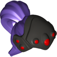 Cheveux avec casque, queue de cheval, gris perle Casque avec 7 cercles rouges motif imprimé (Hair with Helmet, Ponytail, Pearl Grey Helmet with 7 Red Circles Print)